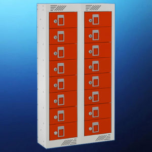 16 Compartment Phone Lockers | Red Doors | LockerKeys.Biz